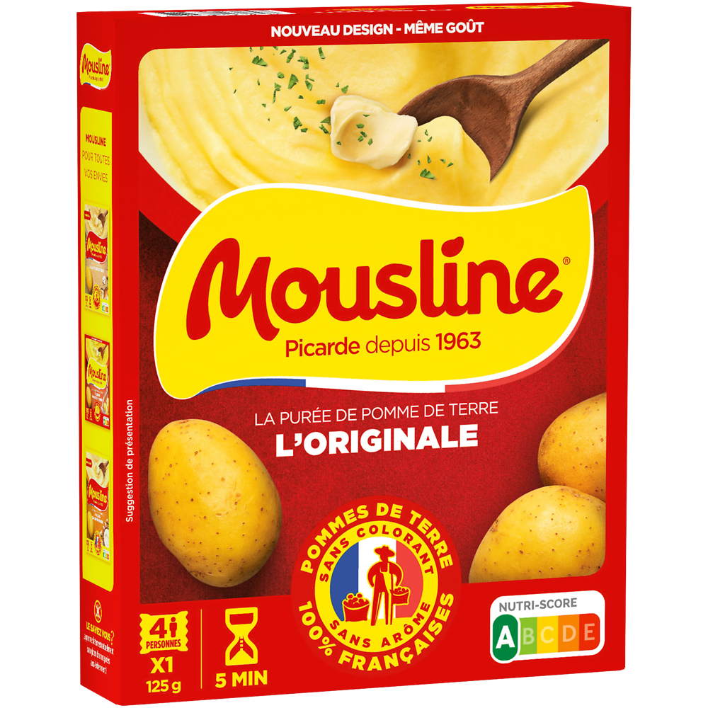 Purée nature MOUSLINE, 1 sachet pour 4 personnes 125g