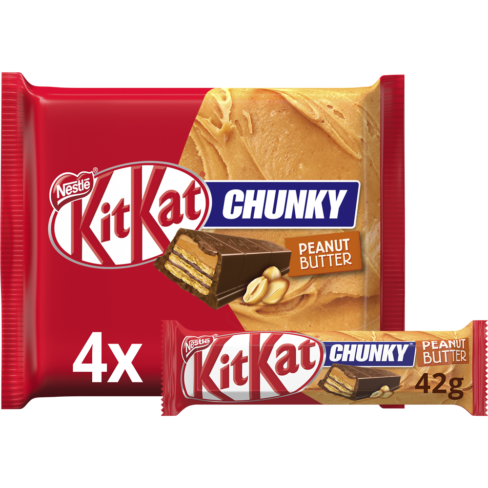 Barres de chocolat au lait peanut butter Chunky KITKAT - 4 barres de 40g