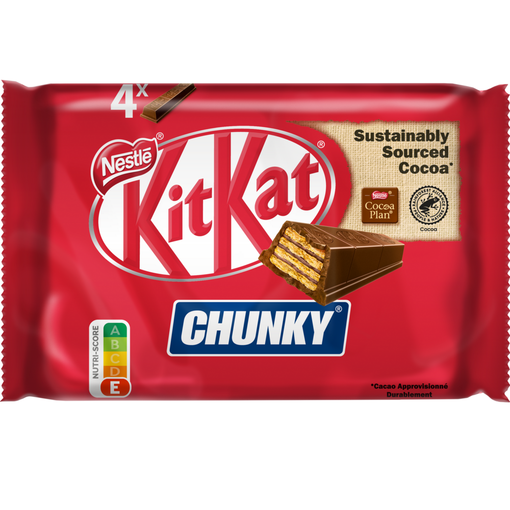 Barres de chocolat au lait Chunky KITKAT - 4 barres de 40g