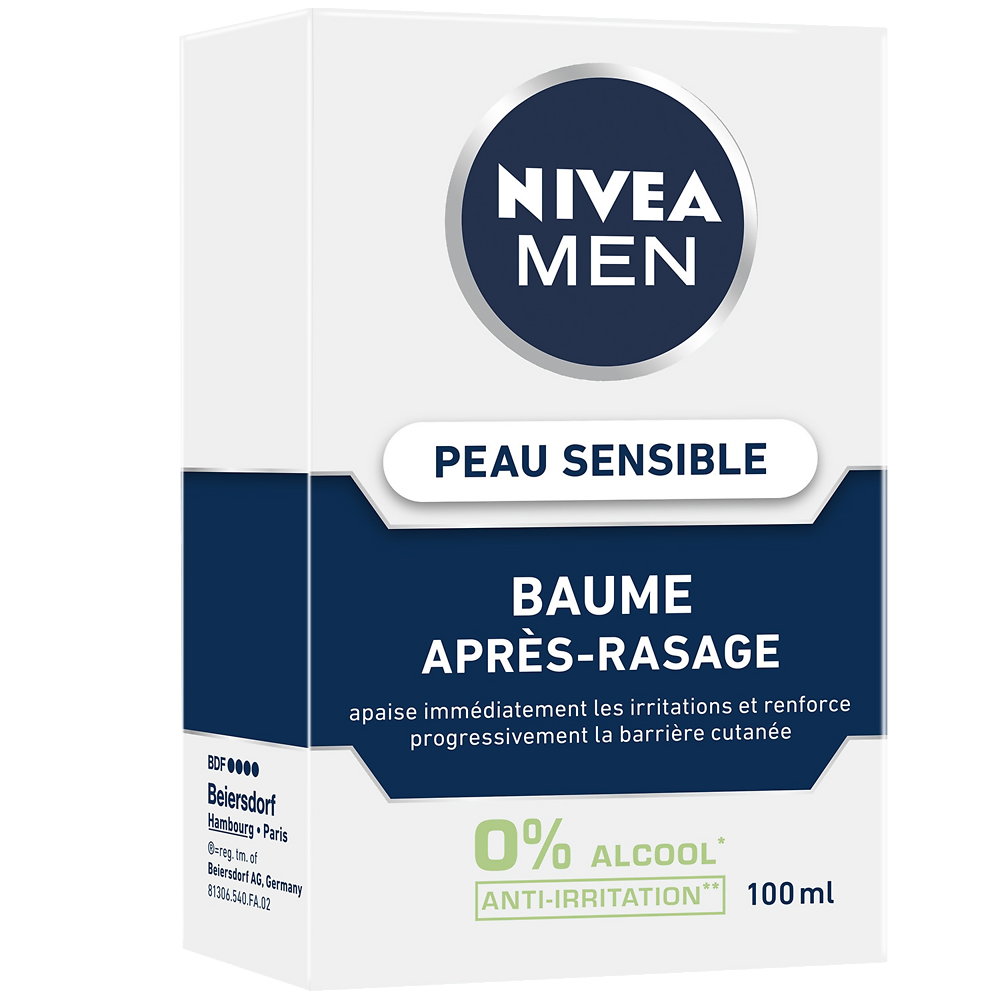 Baume après-rasage peaux sensibles NIVEA FOR MEN, flacon 100ml