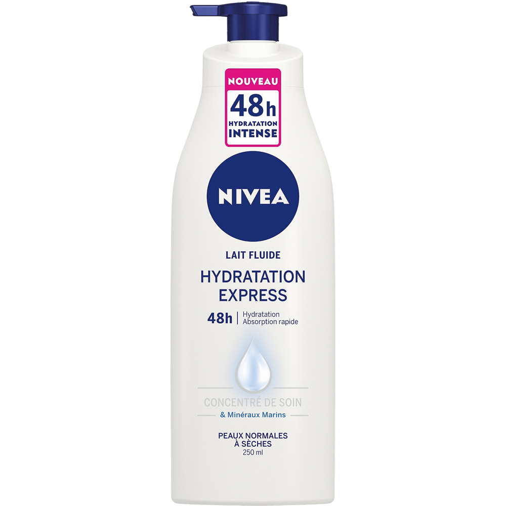 Lait fluide hydratant pour peaux normales à sèches Body NIVEA, flaconde 250ml