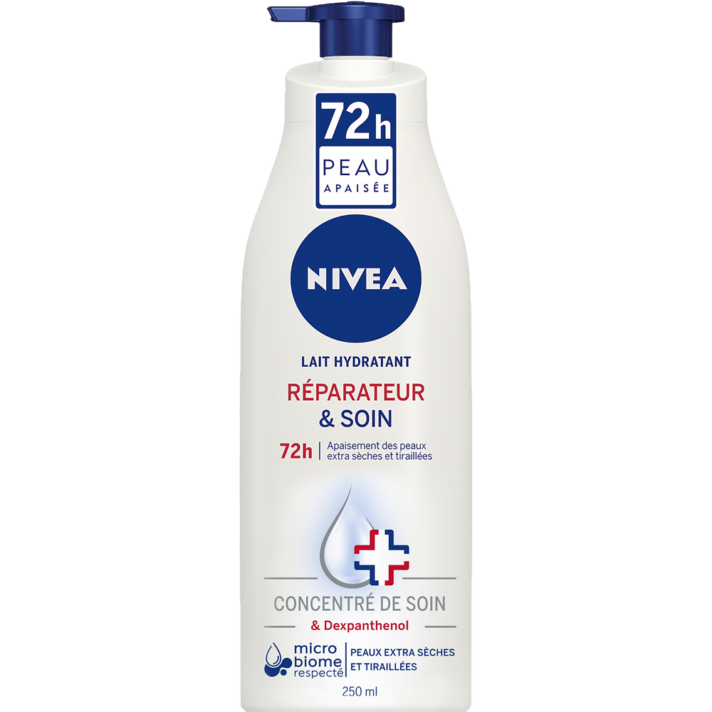 Lait réparateur pour le corps sos peaux extra-sèches Body NIVEA, flacon de 250ml