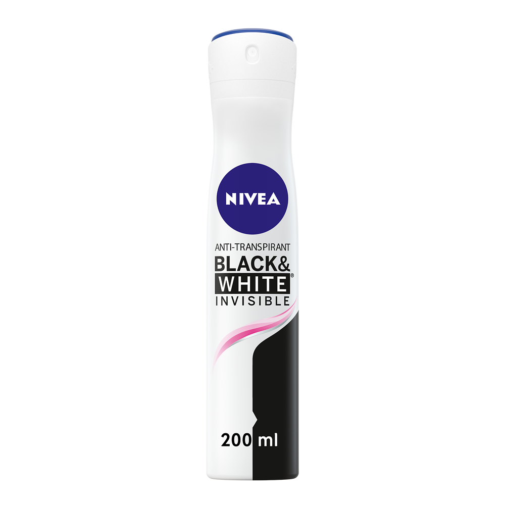 Déodorant féminin invisible Black & White Clear NIVEA, spray de 200ml