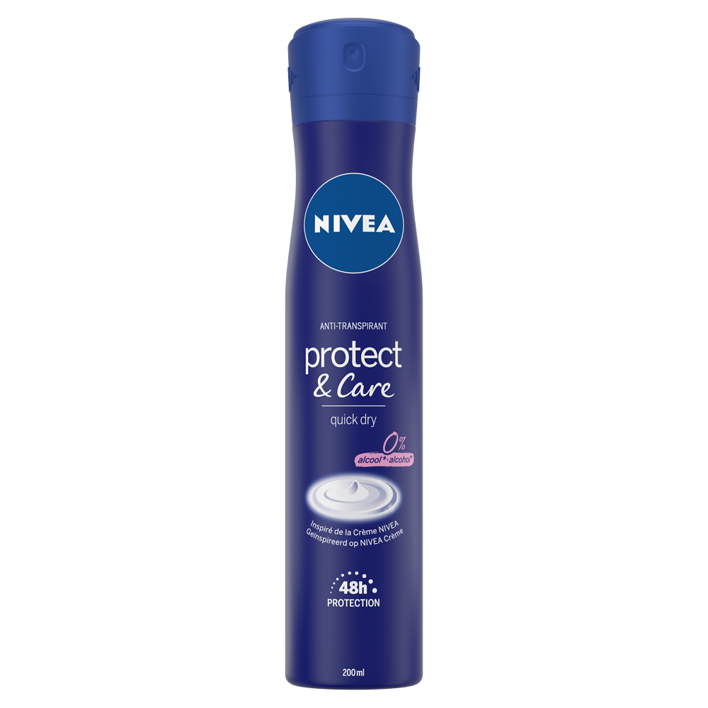 Déodorant protect & care 48 heures NIVEA, atomiseur de 200ml