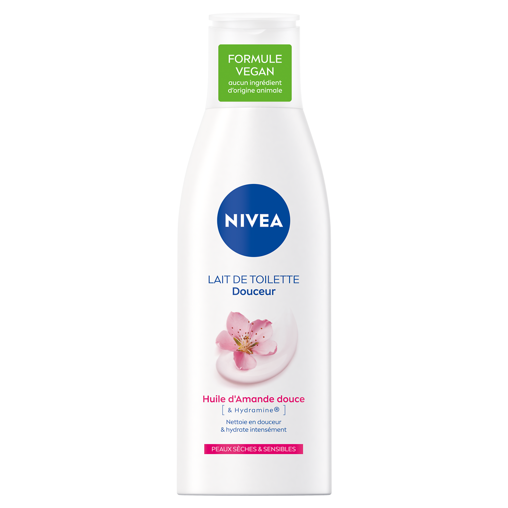 Lait de toilette douceur pour peaux sensibles NIVEA, flacon de 200ml