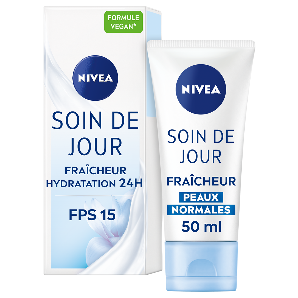 Soin de jour hydratant fraîcheur pour le visage SPF15 pour peaux normales NIVEA, tube de 50ml