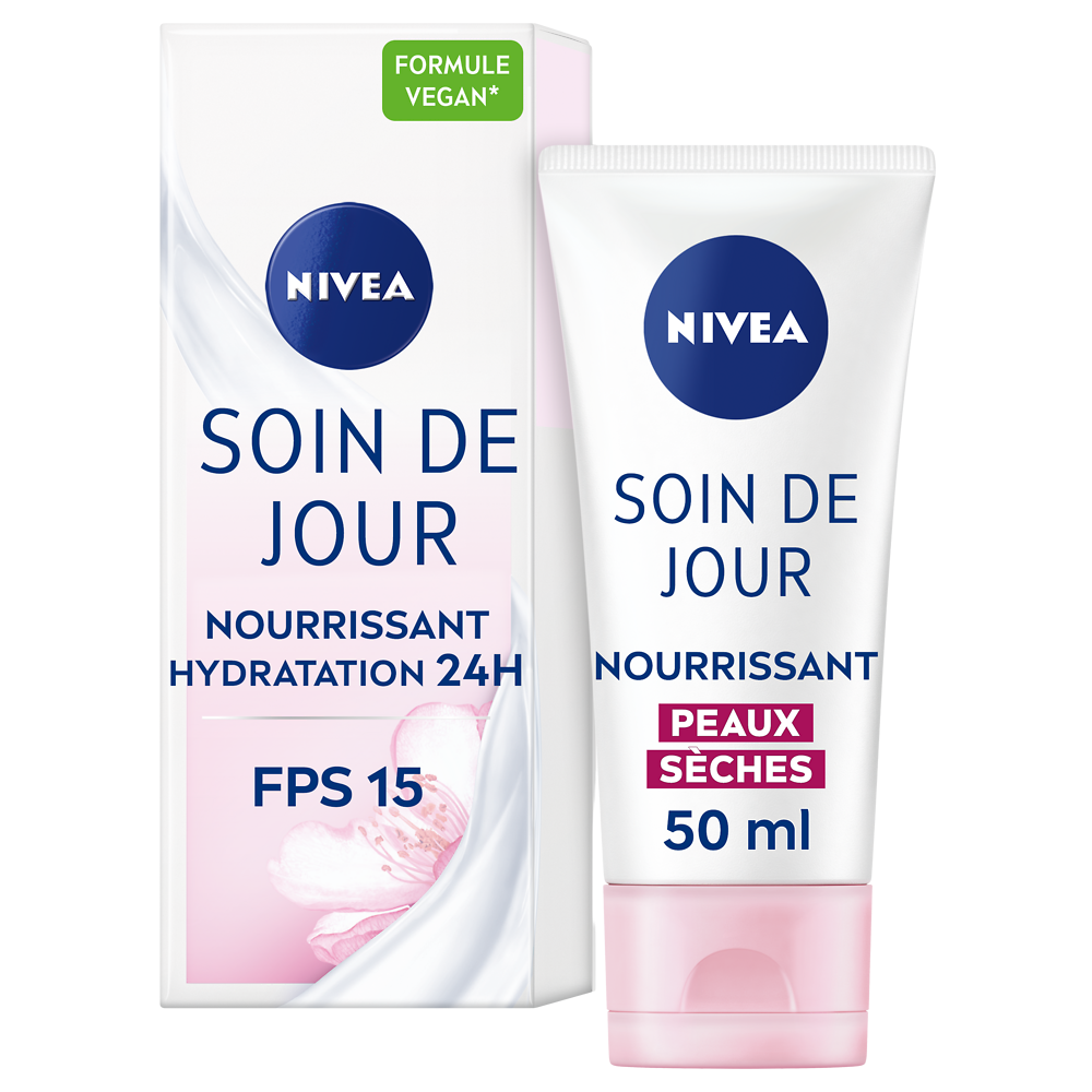 Soin de jour nutritif pour le visage confort SPF15 pour peaux sensibles et sèches  NIVEA, tube de 50ml