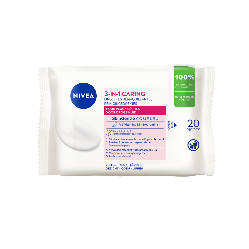 Lingettes démaquillante peaux sèches NIVEA visage sachet x20