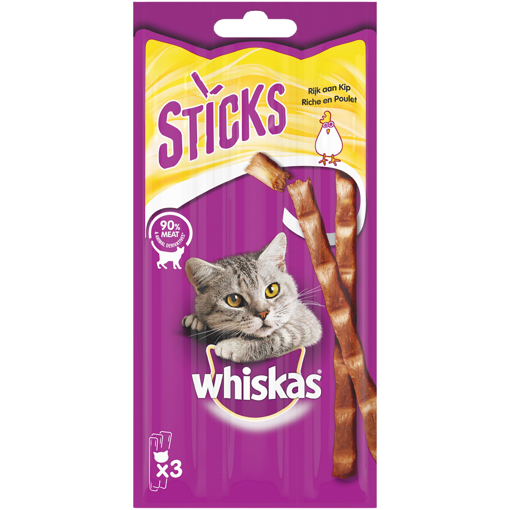 Friandises chat Sticks au poulet WHISKAS - 3x6g