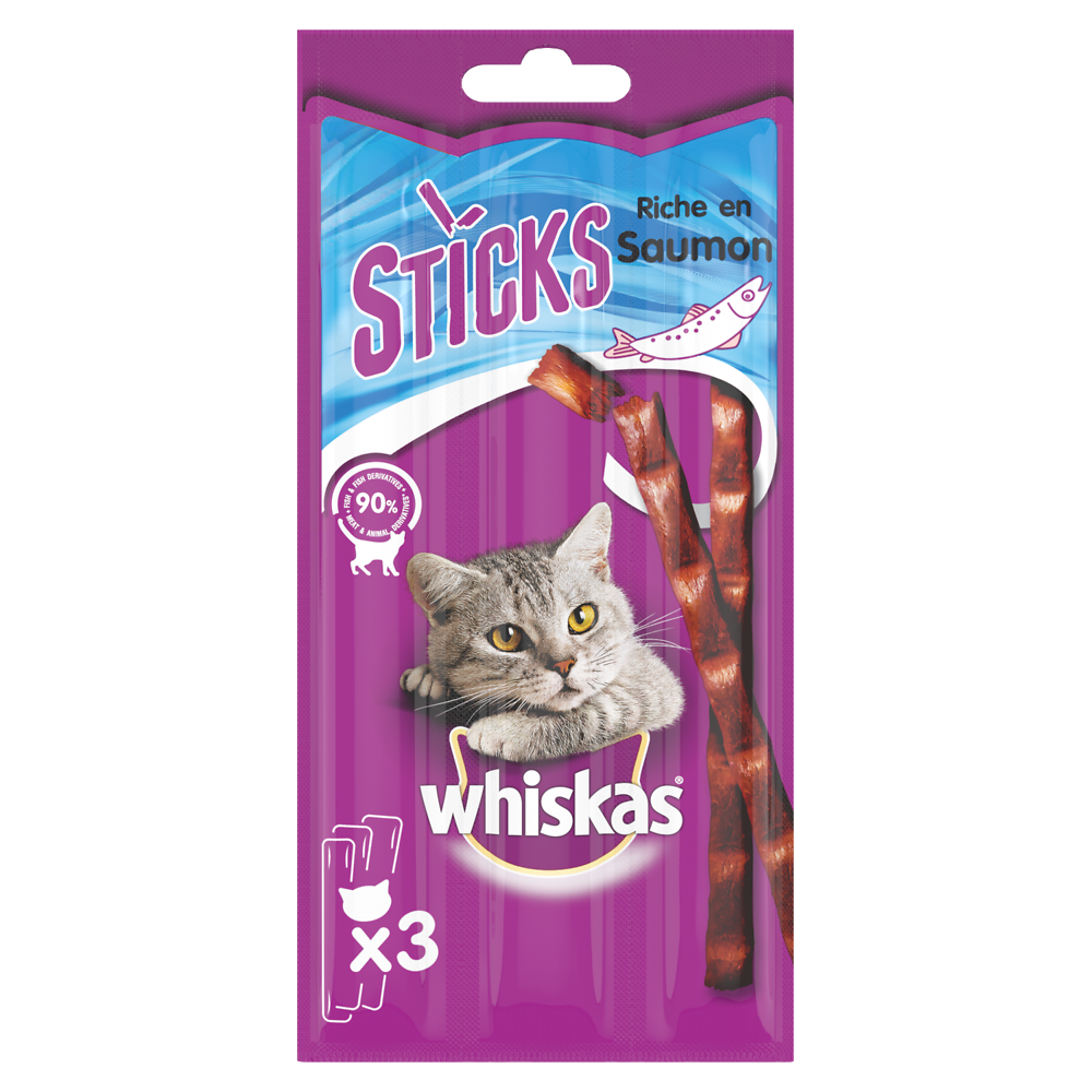 Friandises chat Sticks au saumon WHISKAS - 3x6g