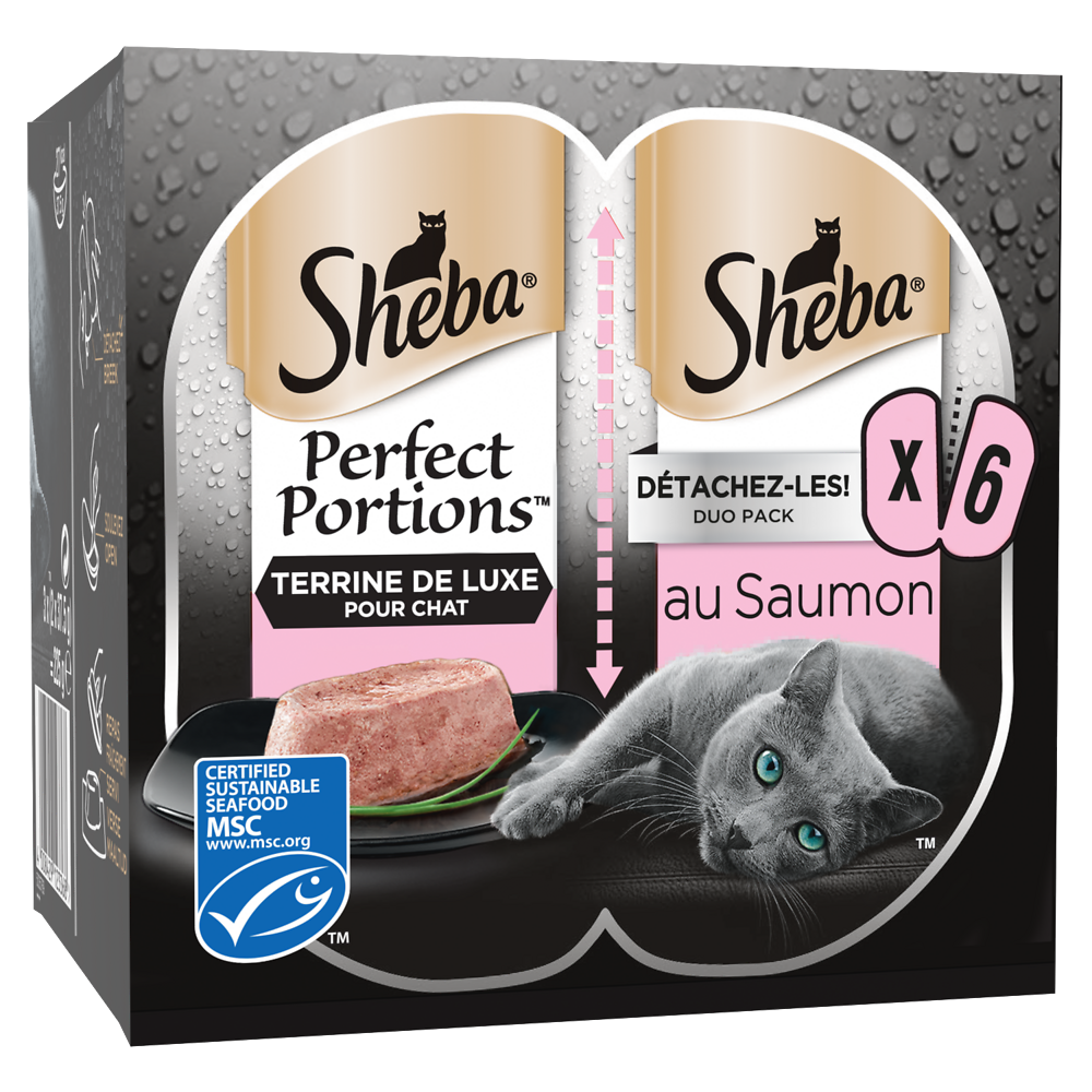 Barquettes chat Perfect Portions au saumon en terrine SHEBA - 6x37,5g