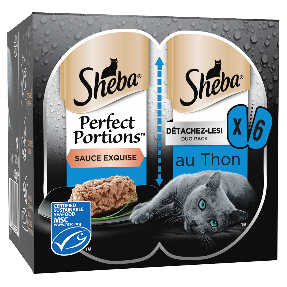 Barquettes chat Perfect Portions au thon en sauce SHEBA - 6x37,5g