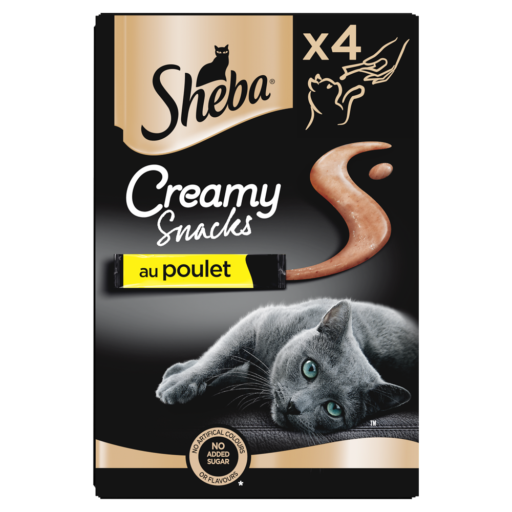 Friandises chat Creamy snacks au poulet SHEBA - 4x12g