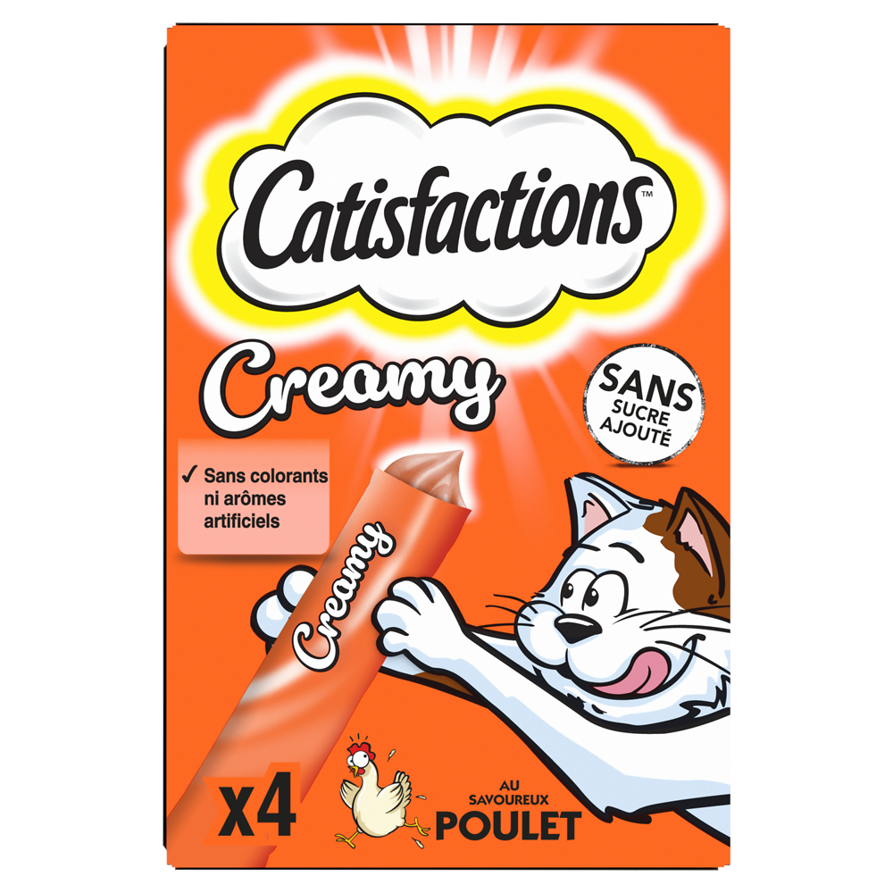 Friandises chat Creamy au poulet CATISFACTIONS - 4x10g