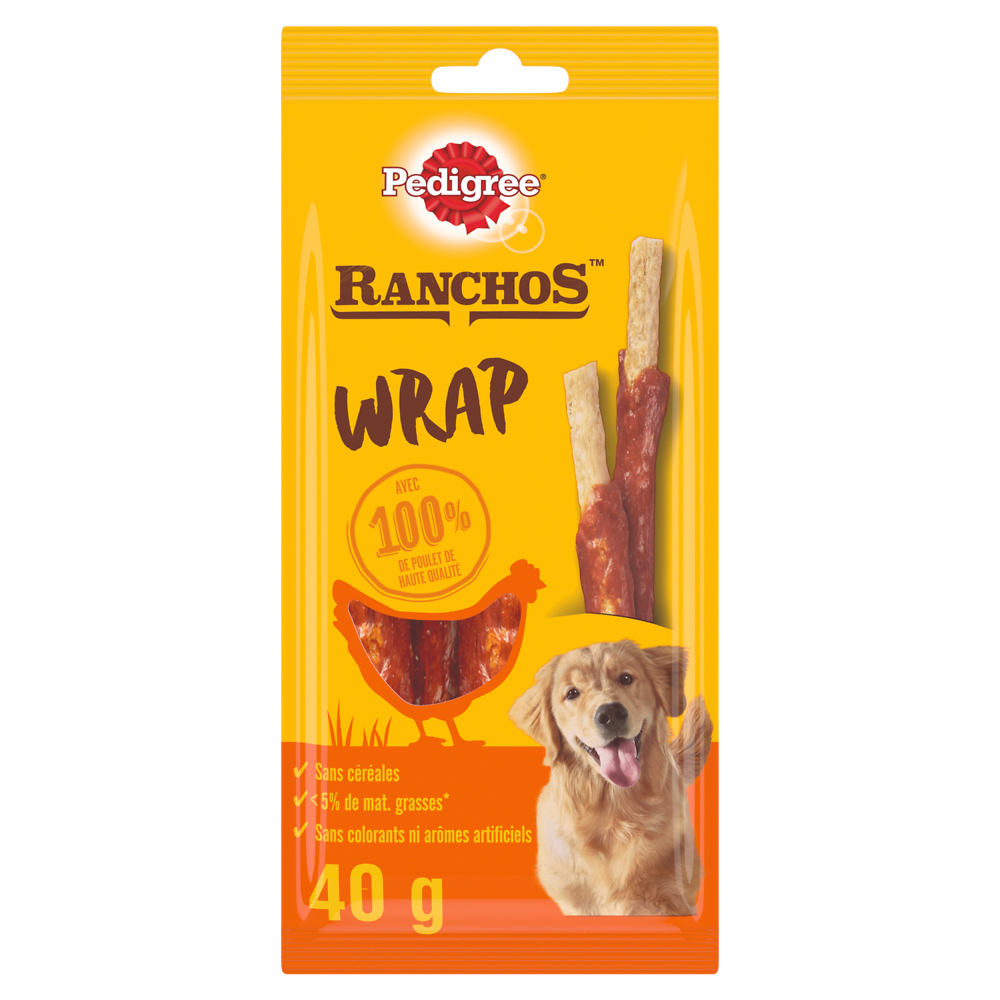 Friandises chien récompenses Ranchos Wrap au poulet PEDIGREE - 40g