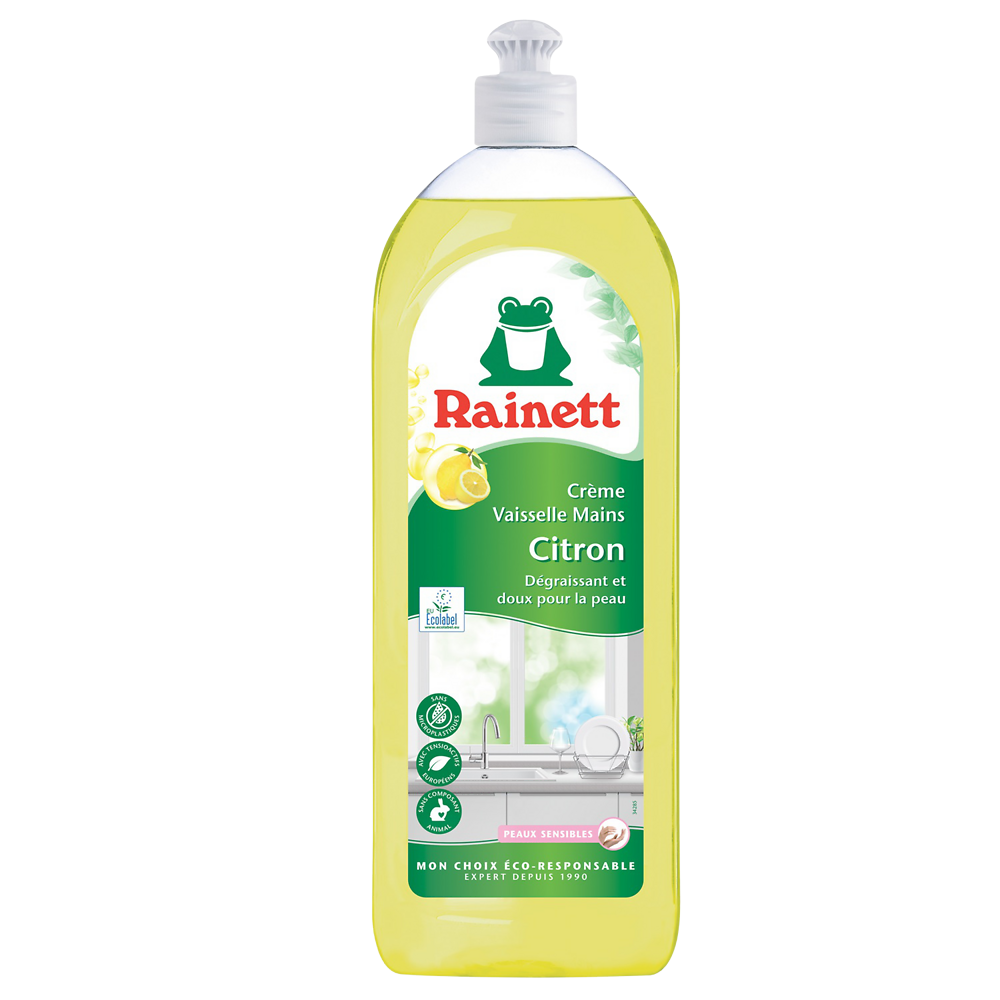 Liquide vaisselle main écologique crème citron RAINETT, 750ml