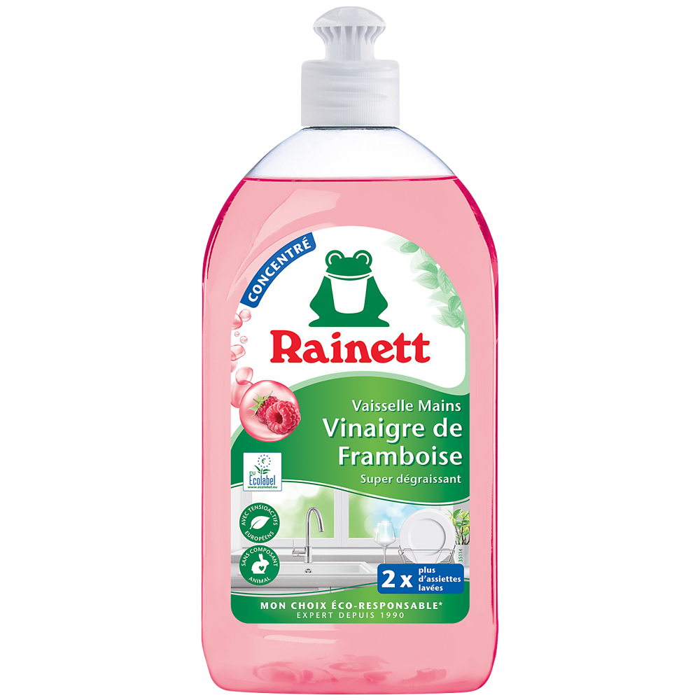 Liquide vaisselle RAINETT ecolabel concentré vinaigre de framboise 500ml