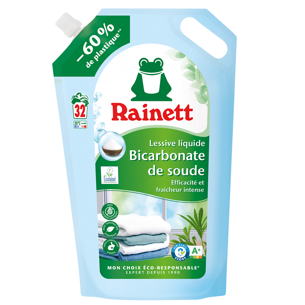 Lessive liquide ecolabel bicarbonate RAINETT 1,6l 32 lavages