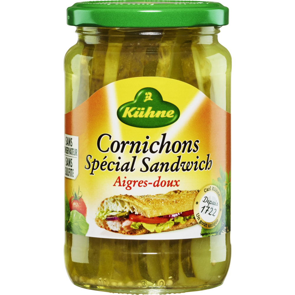 Cornichons Américan Slices KUHNE, bocal de 37cl, 185g