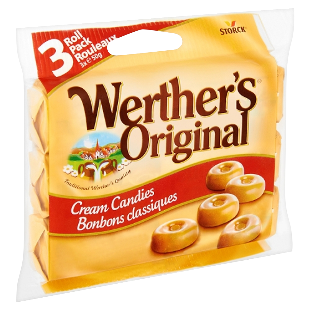 Caramels durs WERTHER'S Original, 3 rouleaux, 150g