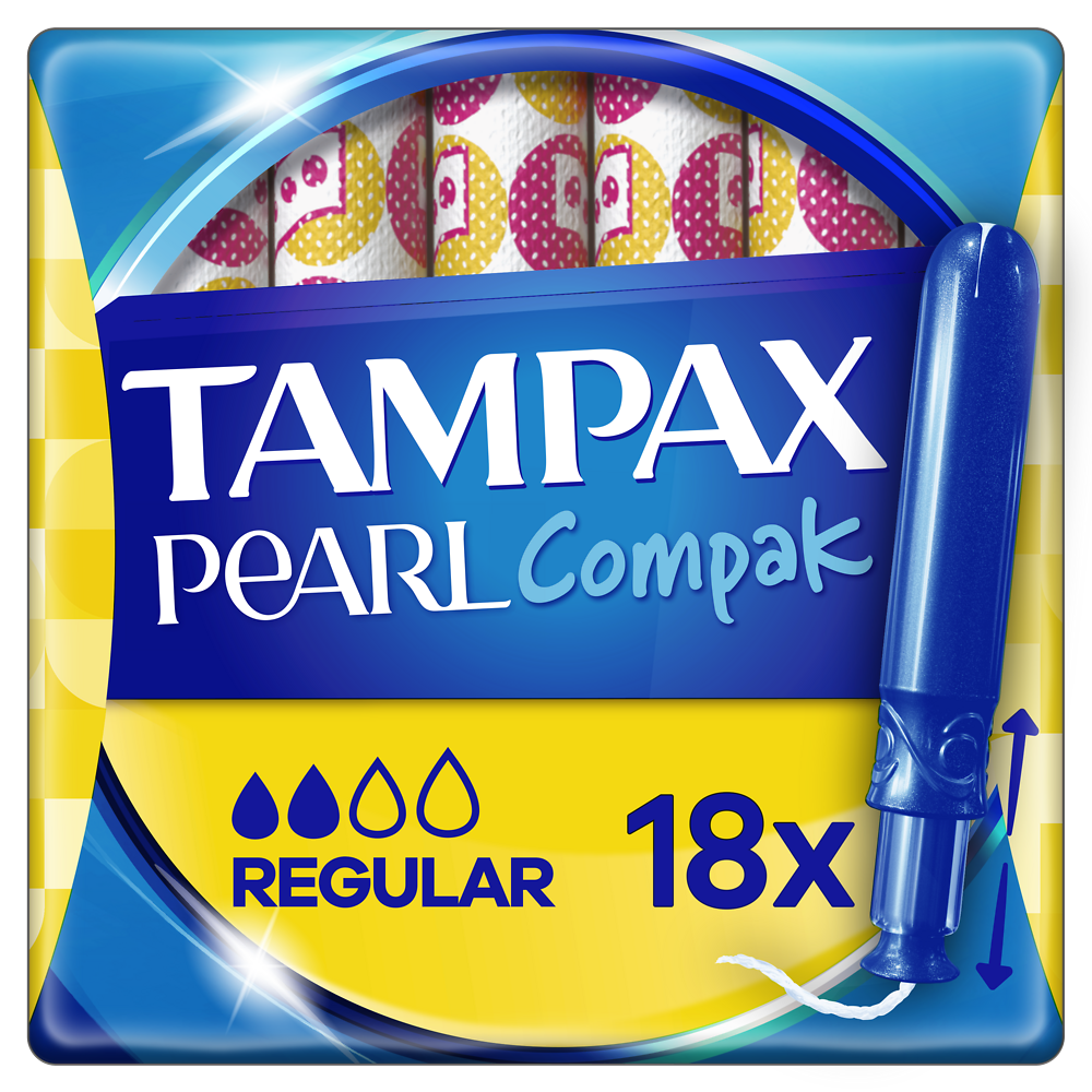 Tampons compact pearl régulier avec applicateur TAMPAX, x18