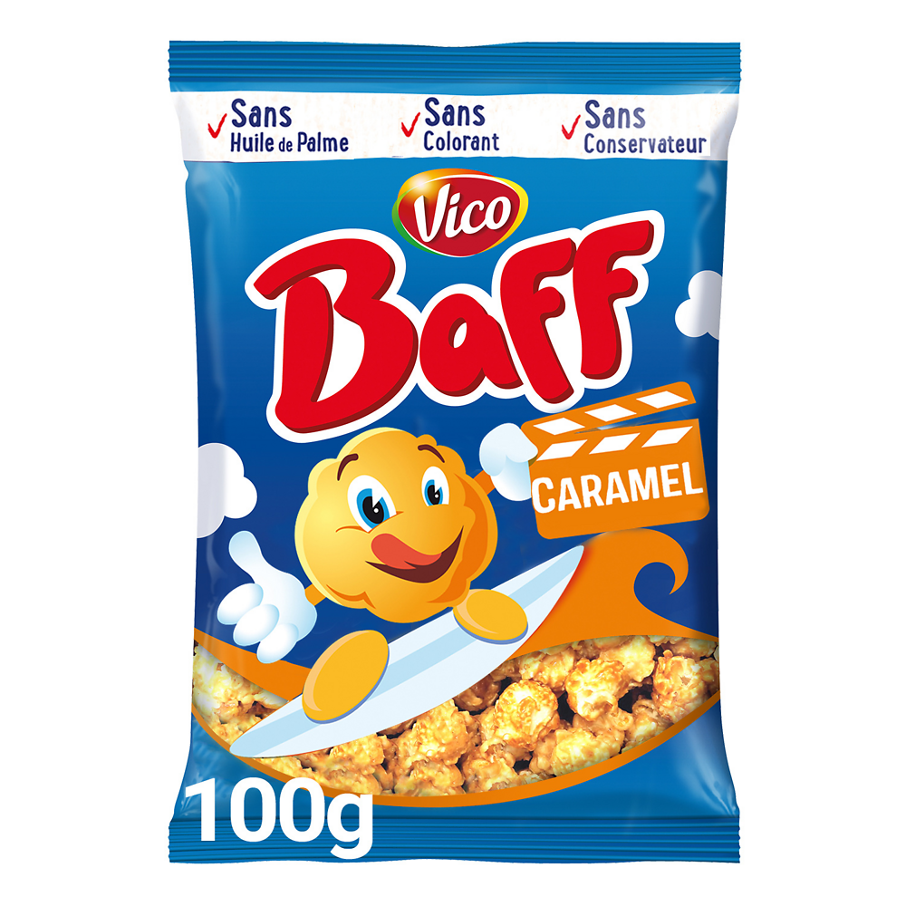 Pop corn caramel BAFF, paquet de 100g