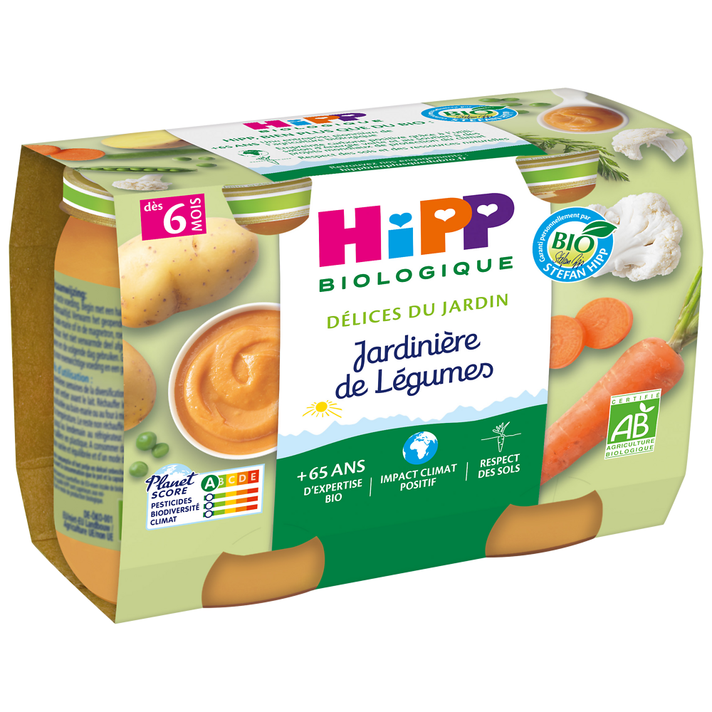 Petit pot bio pour bébé jardinière de légumes HIPP, dès 6 mois, 2 x 190g