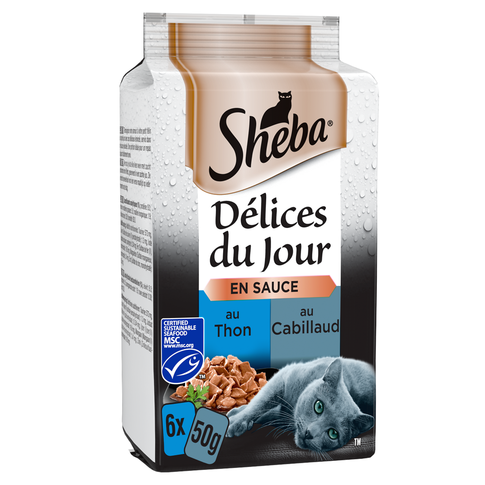 Sachets fraîcheur chat Délices du Jour poissons en sauce SHEBA - 6x50g