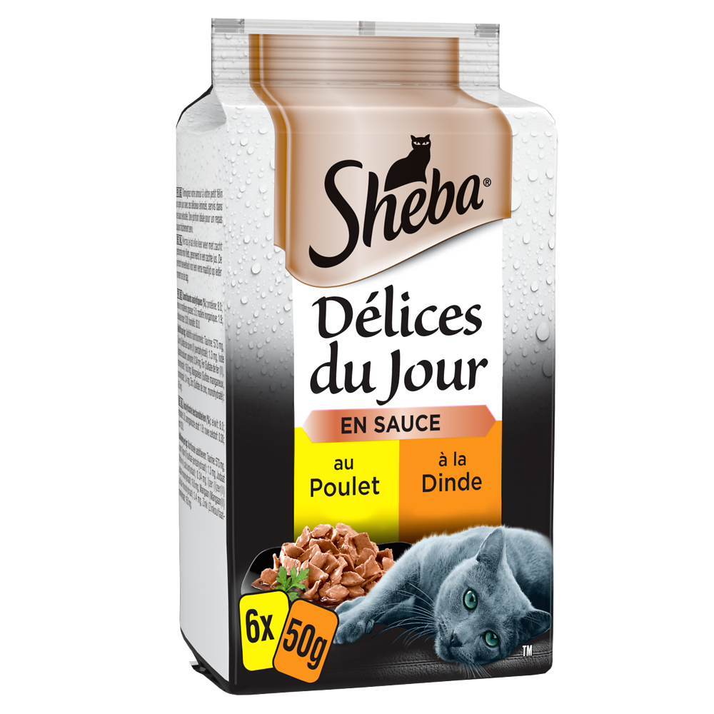 Sachets fraîcheur chat Délices du Jour volaille en sauce SHEBA - 6x50g