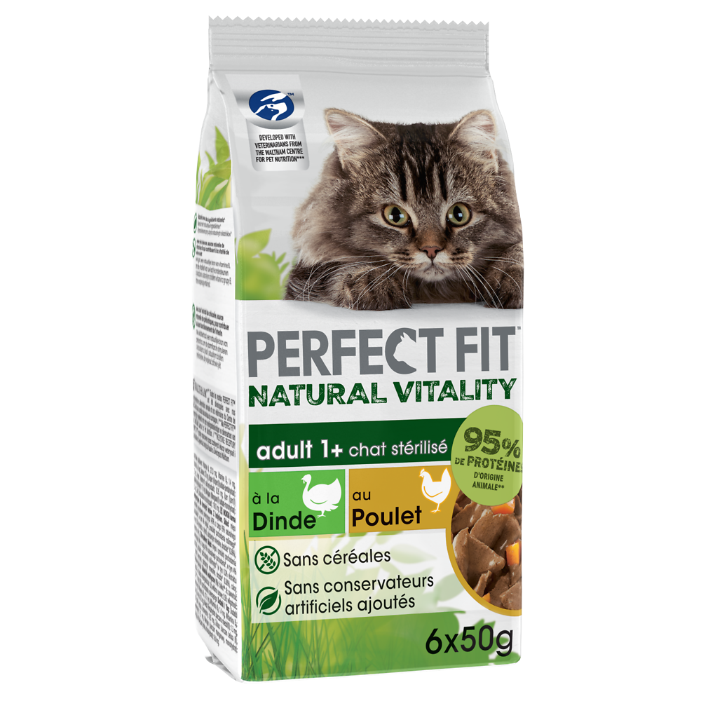 Sachets fraîcheur chat Natural Vitality à la volaille PERFECT FIT - 6x50g