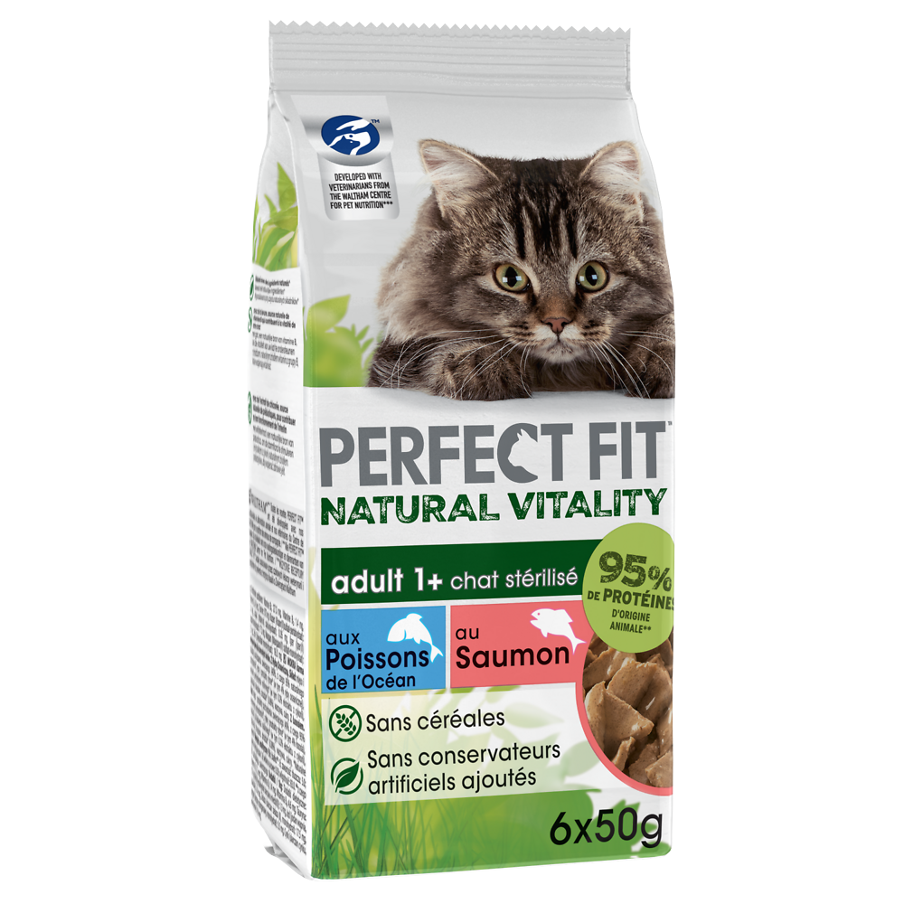 Sachet fraîcheur chat stérilisé Natural Vitality poisson PERFECT FIT -6x50g