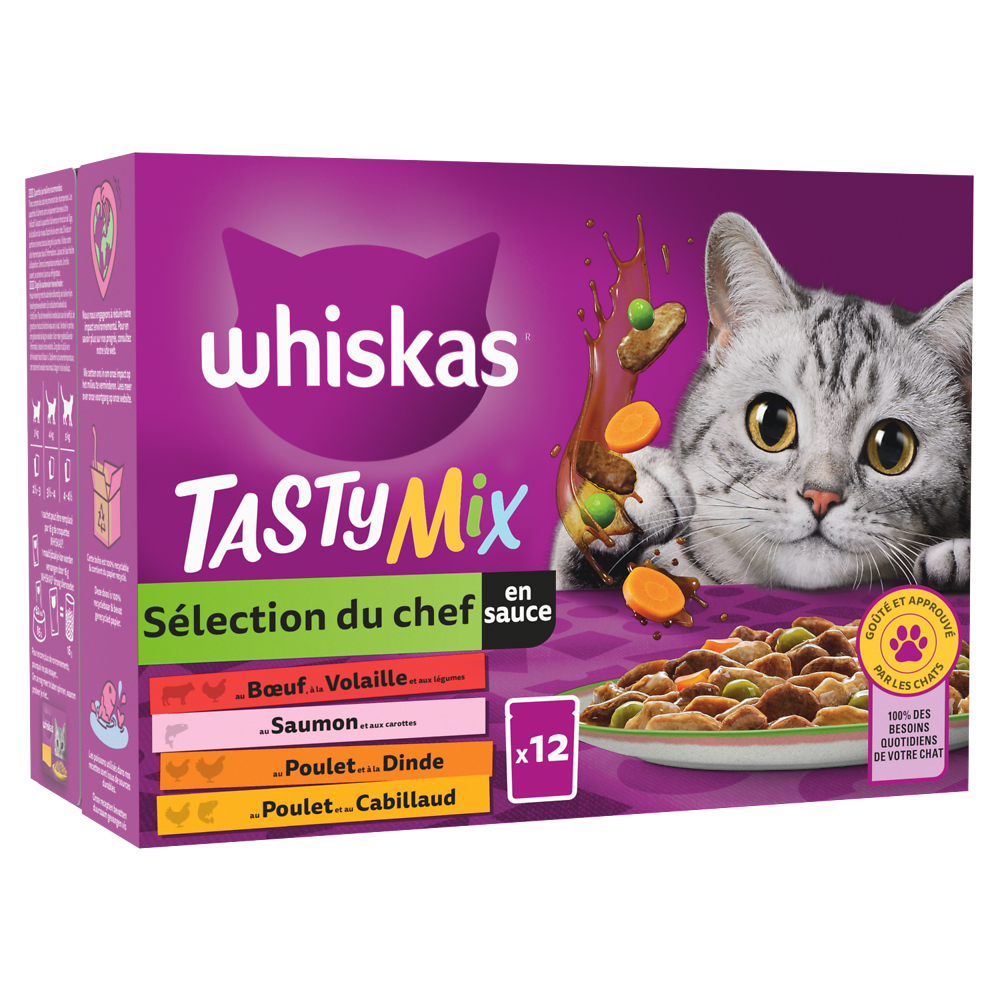 Sachets fraîcheur chat Tasty Mix Sélection du chef en sauce WHISKAS -12x85g