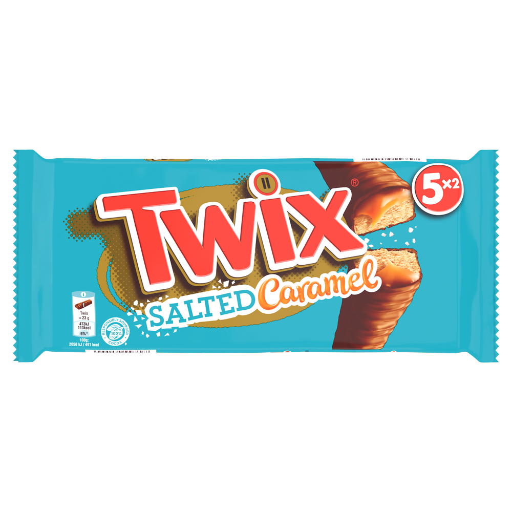 Biscuit caramel salé barres TWIX, x5 - 230g