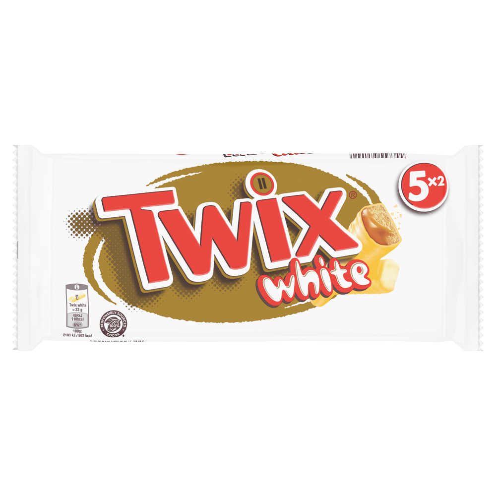 Biscuit nappage au caramel enrobé chocolat blanc TWIX x5 230g