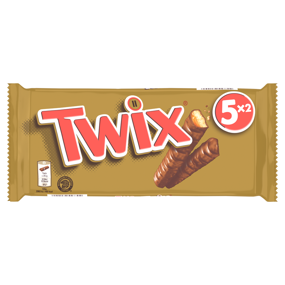 Biscuit barres chocolat TWIX, pack x5 - 250g