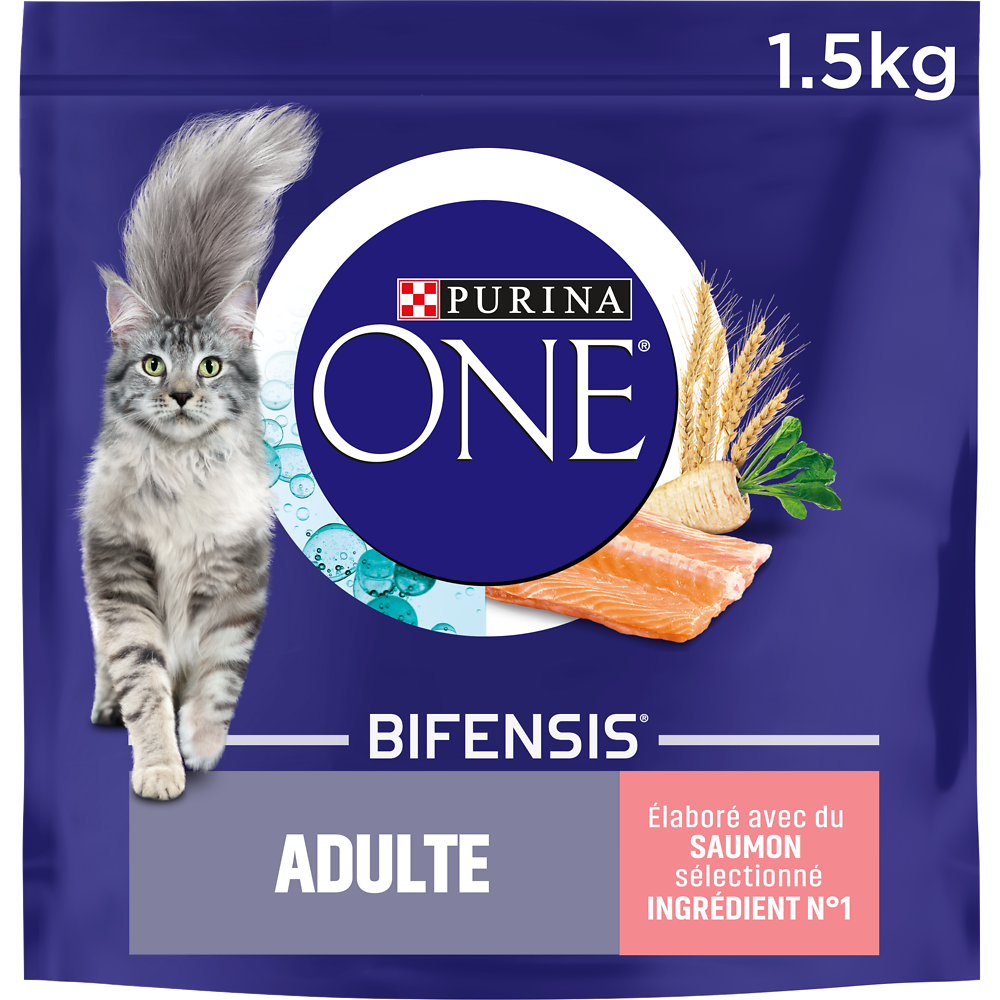 Croquettes pour chat adulte Saumon, Créales Complètes PURINA ONE - 1,5kg