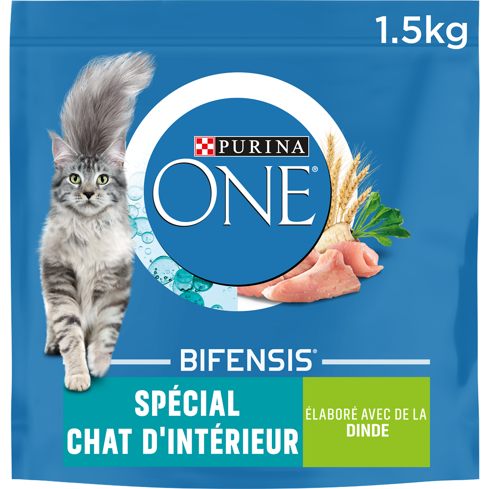 Croquettes pour chat d'intérieur Dinde Céréales Complète PURINA ONE- 1,5kg