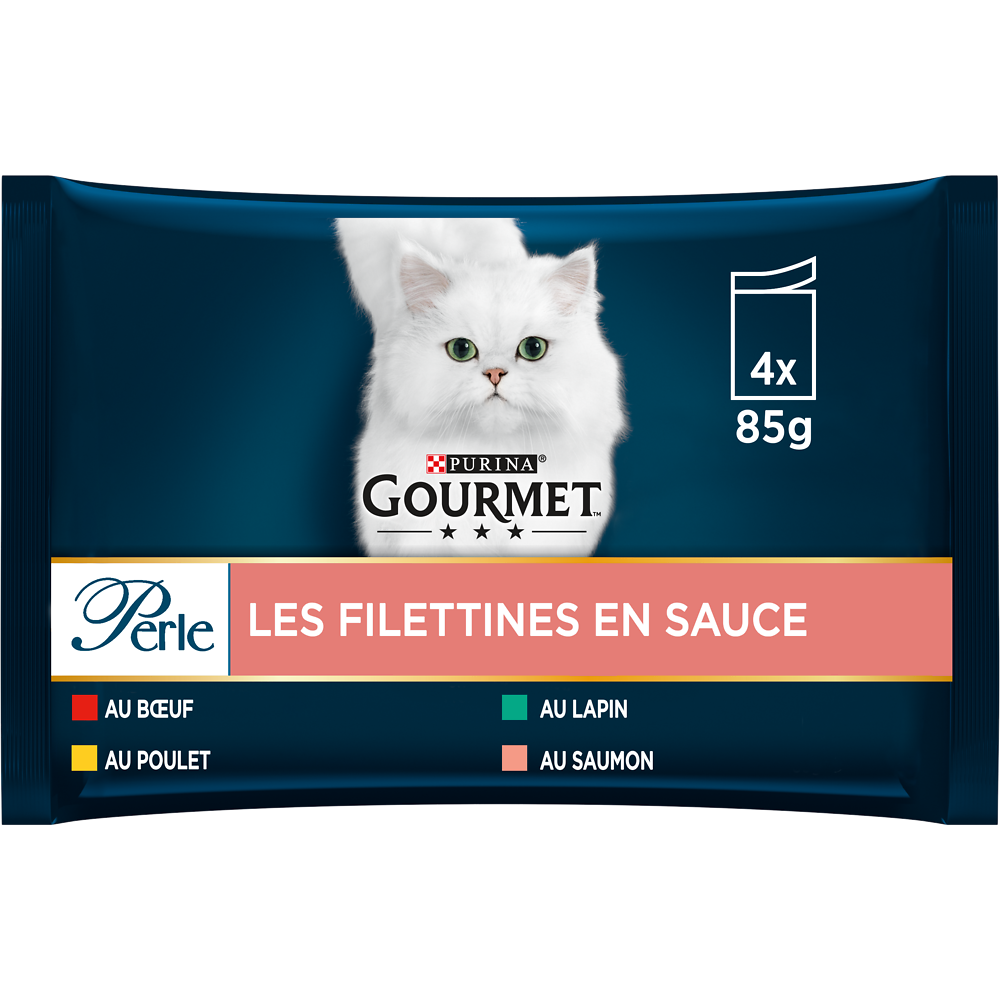 Sachets fraîcheur pour chat PERLE Les Filettines en Sauce GOURMET - 4x85g