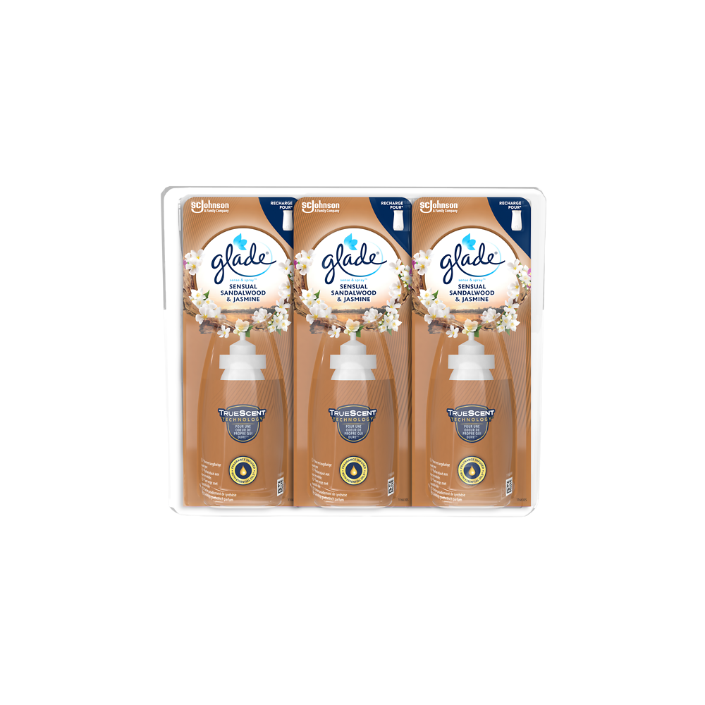 GLADE SENSE & SPRAY RECHARGE SANDALWOOD lot de 3 - aux huile