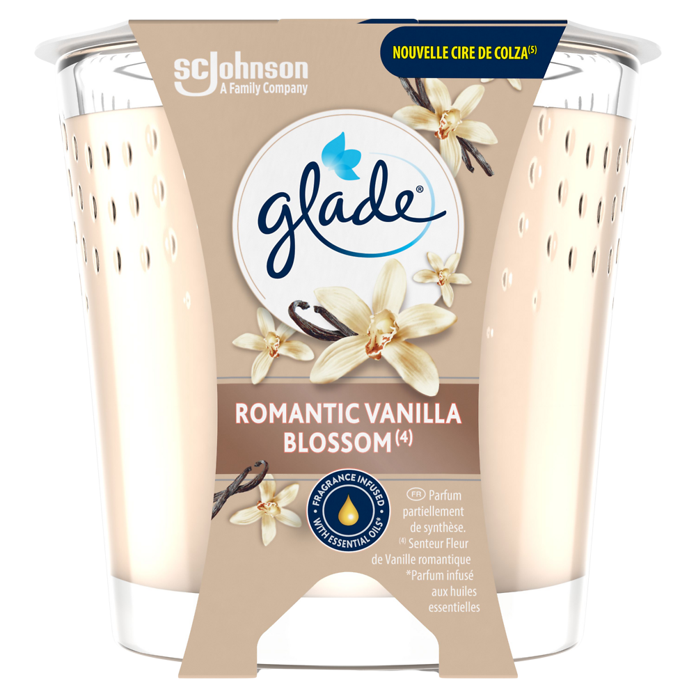 GLADE BOUGIE ROMANTIC VANILLA BLOSSOM - sans huile de palme