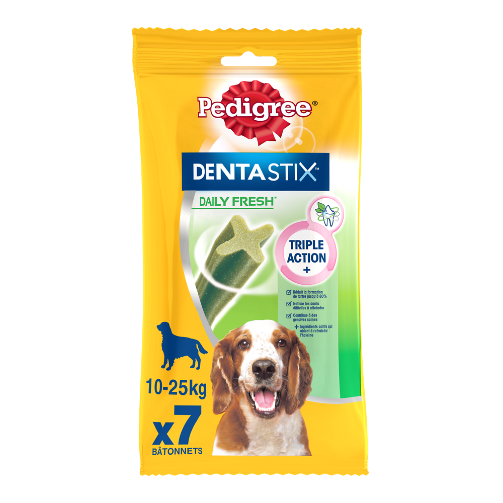 Bâtonnets à mâcher moyen chien Dentastix Fresh PEDIGREE x7 - 180g