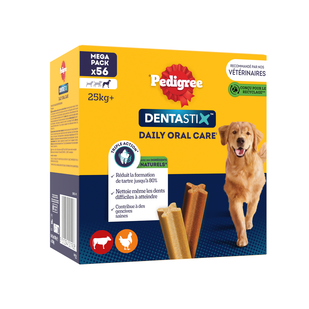 Bâtonnets à mâcher grand chien Dentastix PEDIGREE x56 - 2160g