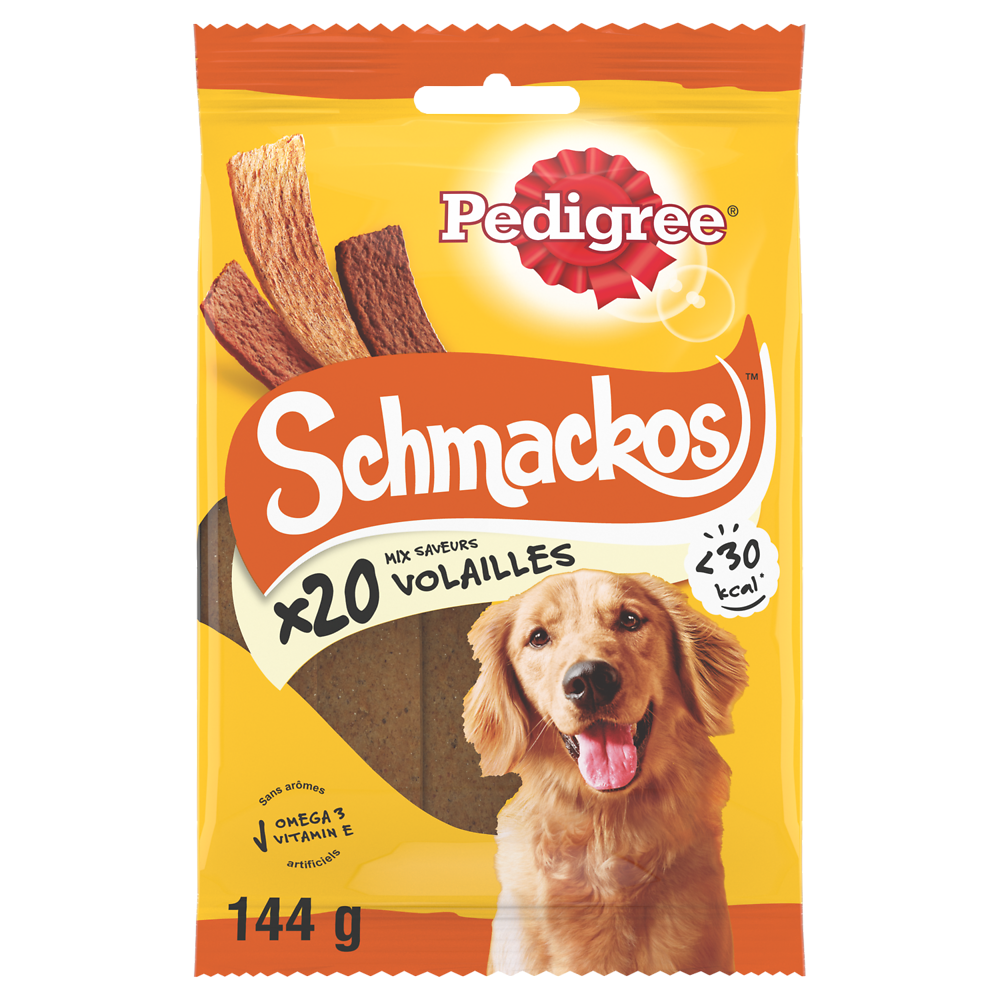 Friandises chien récompenses Schmackos à la volaille PEDIGREE x20 - 144g