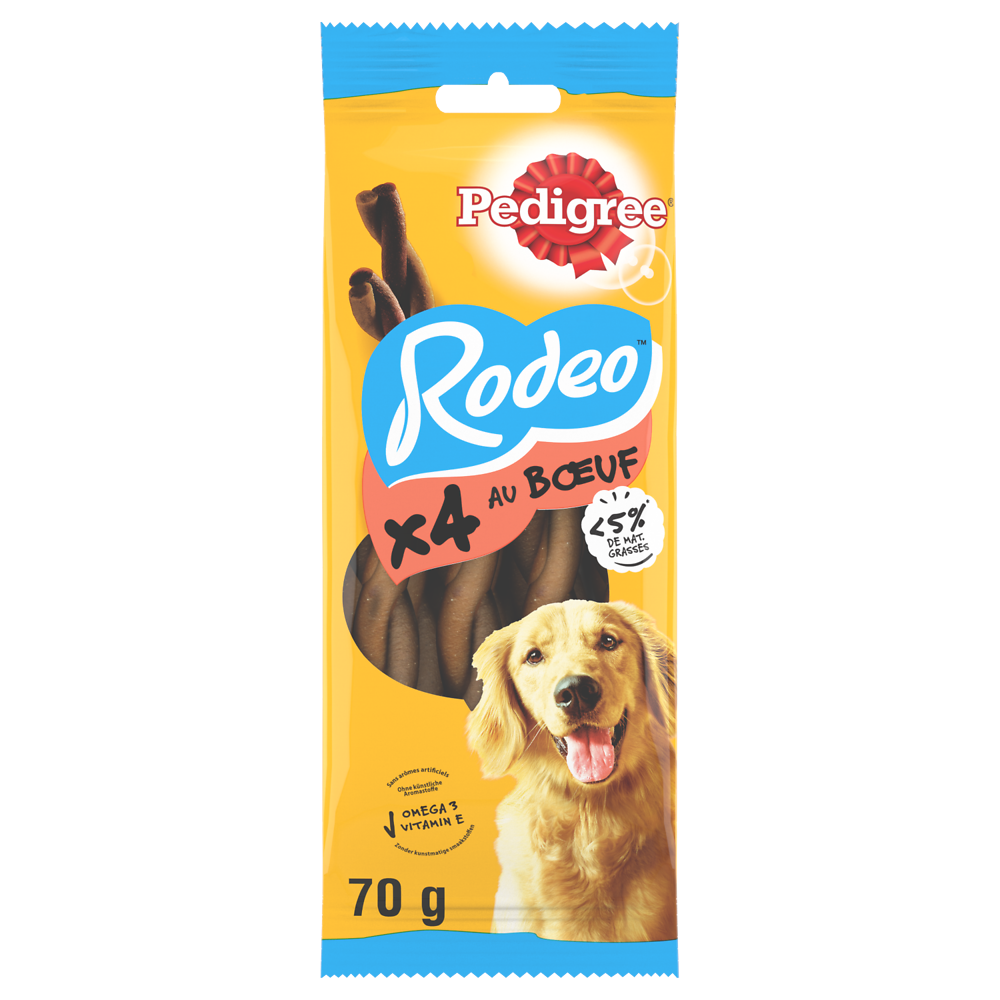 Friandises chien récompenses Rodeo au boeuf PEDIGREE x4 - 70g