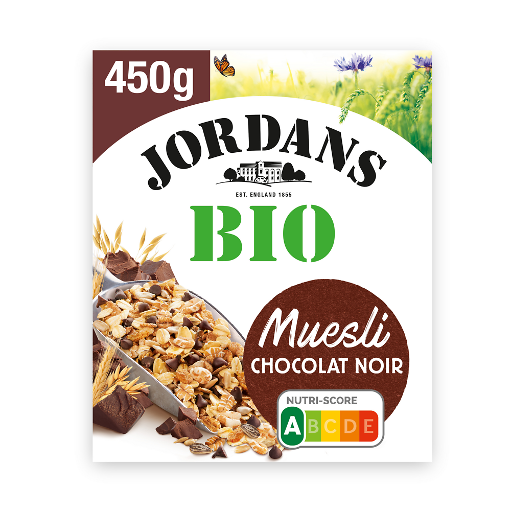 Céréales complètes muesli chocolat noir bio JORDANS, 450g