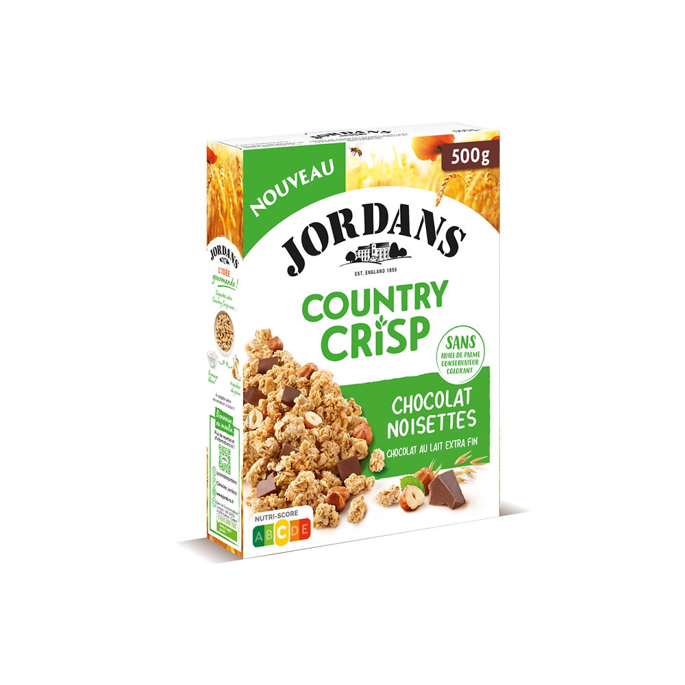 Céréales country crisp chocolat noisettes JORDANS, 450g