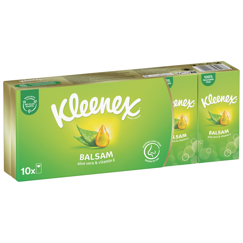 Mouchoirs balsam regular KLEENEX, étuis x10