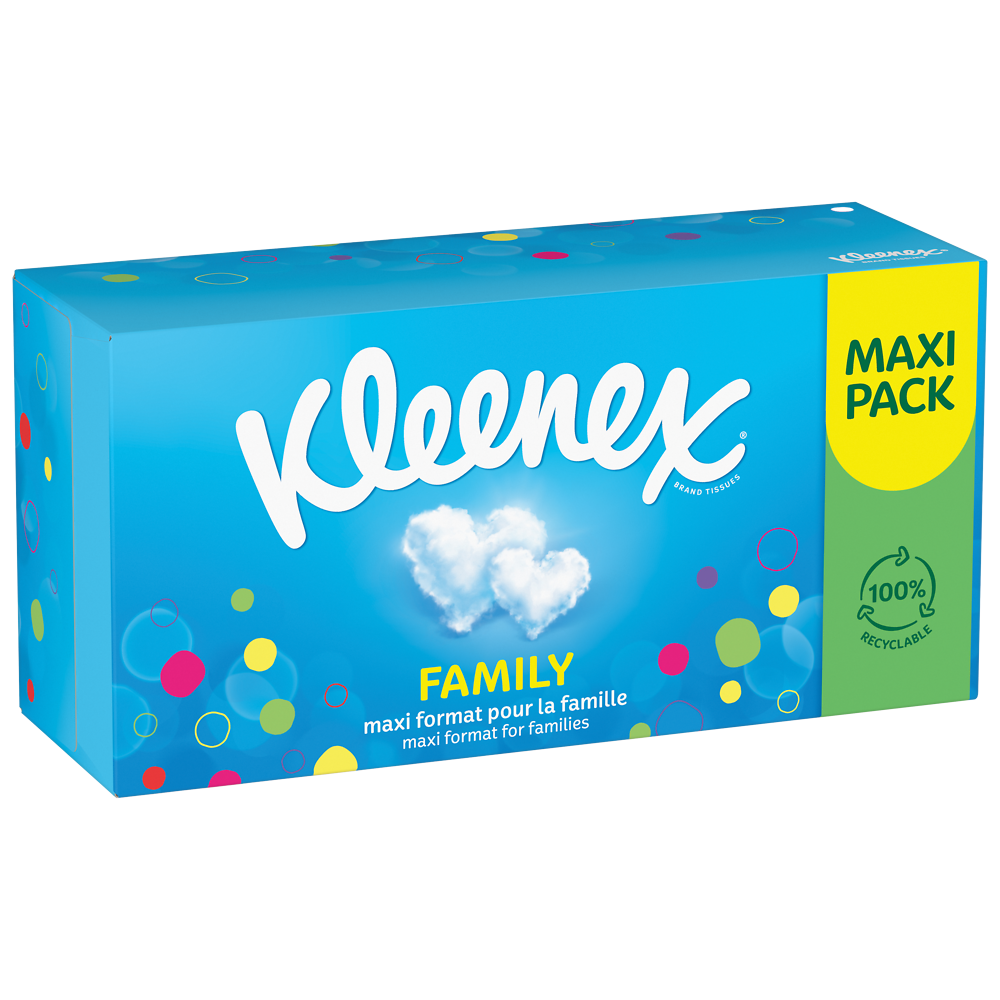 Mouchoirs blancs family KLEENEX boîte x128