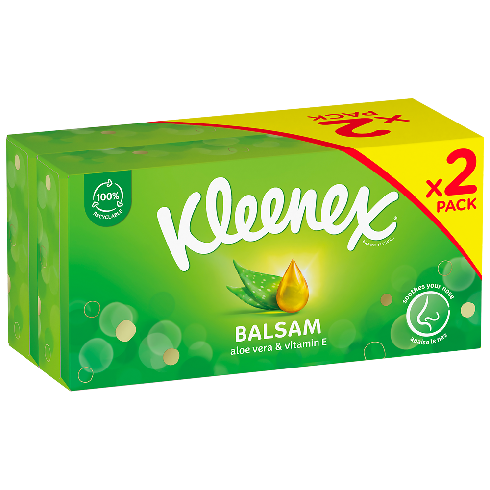 Mouchoirs balsam boîte KLEENEX lot 2x64