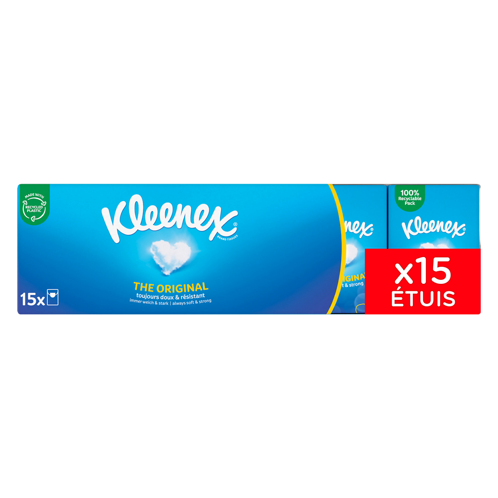 Mouchoirs en papier Original KLEENEX, 15 mini étuis